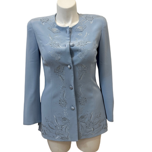 Vintage Liz Elana Embroidered Suit Jacket Size 10